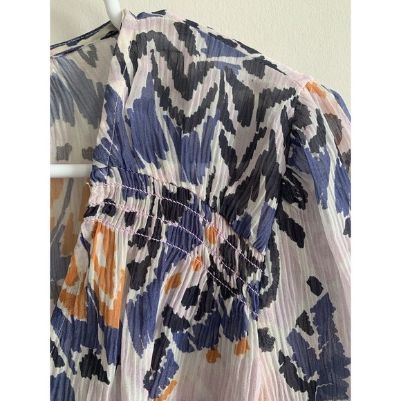Marie Oliver Women’s Size S Smocked Multicolor Semi-sheer Balloon Sleeve Blouse - Picture 5 of 7